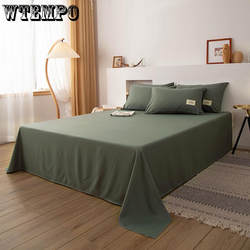 Single Piece Bed Sheet Spring Autumn Home Textiles Bedding Pure Color Bed Simple Style Household Queen Size