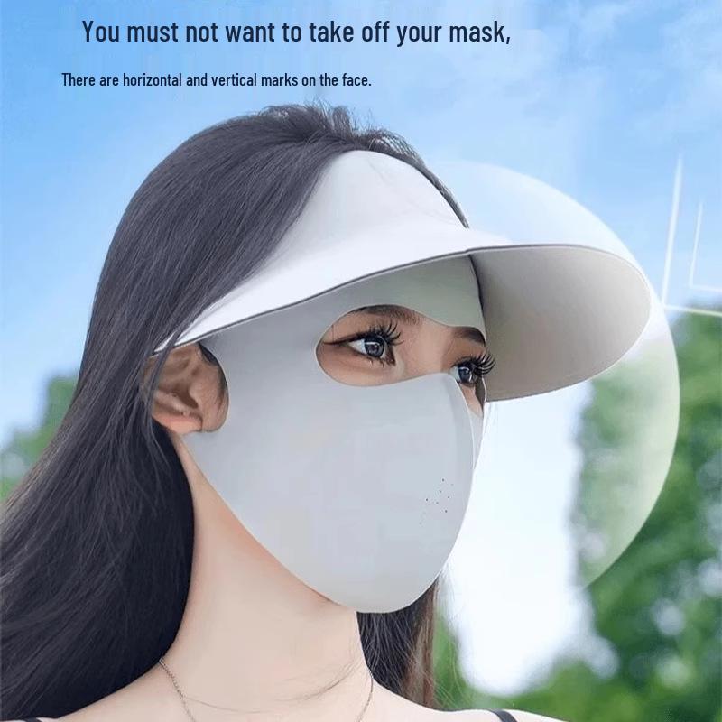 Facekini Women's UV Protection Ice Silk Mask - Lightweight, Breathable, Full Face & Eye Corner Shield