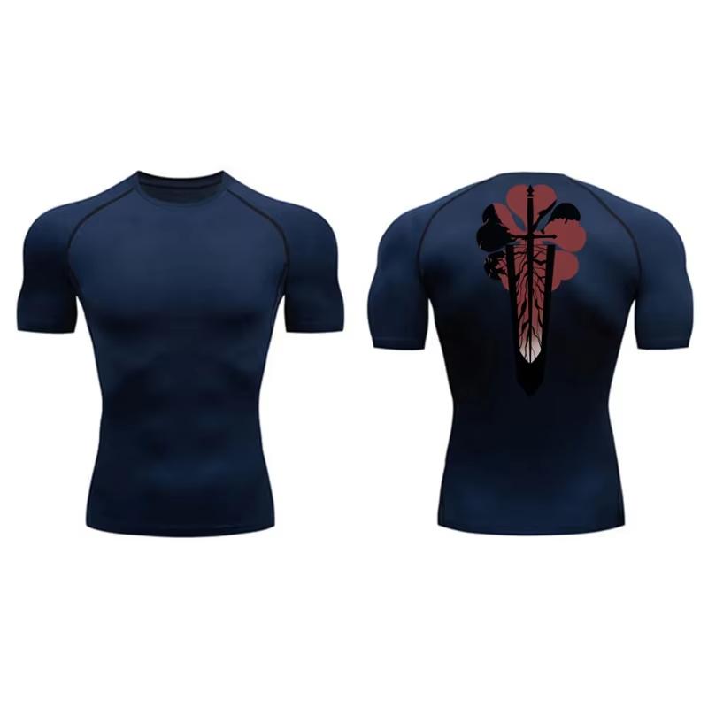 Graphic Print Men's Compression Shirt Quick Dry | Gym Workout Running Fitness Baselayer Top RL000483