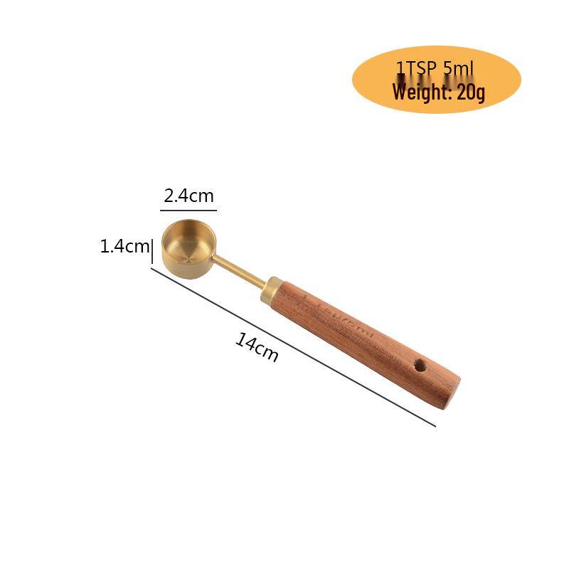 8-delige RVS Maatbeker & Lepel Set met Aciahout Handvatten voor Bakken