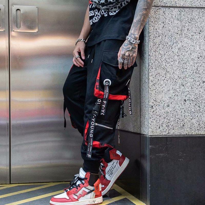 Danmo Hip Hop Joggers Muži Dopisky Stuhy Cargo Kalhoty Kapsy Track Outdoor Ležérní Technické oblečení Pánské Kalhoty Tepláky Sport Streetwear