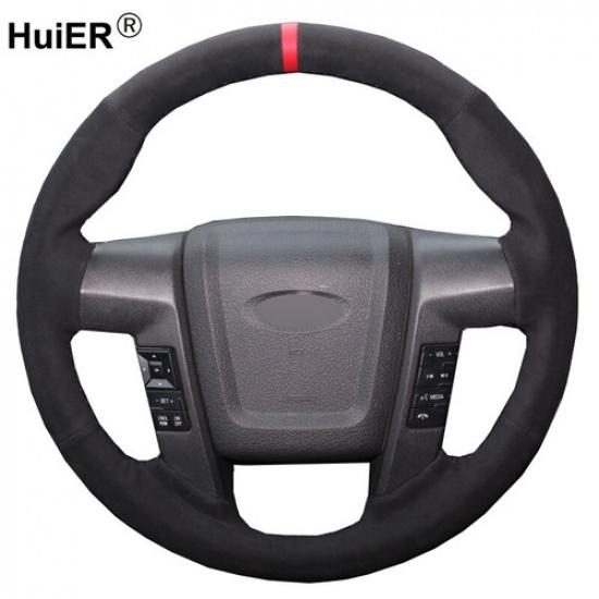 DIY Suede Car Steering Wheel Cover For Ford F-150 F150 SVT Raptor 2010 - 2014