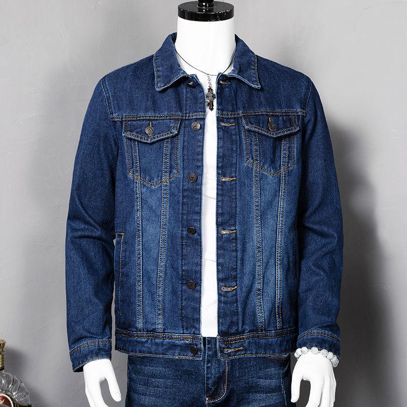 Denim Jacket Men's Casual Youth Large Size Denim Jacket Men's Jacket Work Wear Spring and Autumn Tops and Coats for Outer Wear