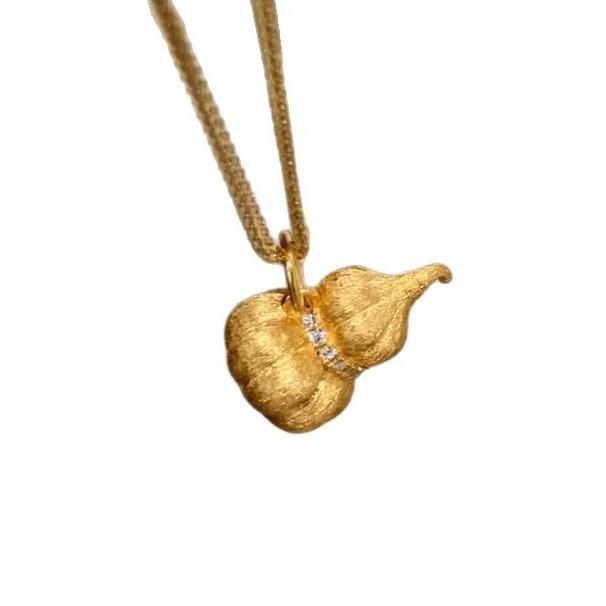 Exquisite and Sophisticated Antique Brushed Pumpkin Gourd Necklace for Women