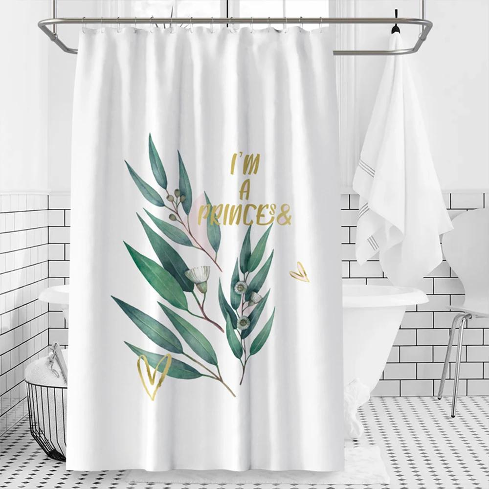 Tropical Green Plant Shower Curtain Leaves Printed Washable Bath Curtain Waterproof Polyester Fabric Bathroom Accessories Modern