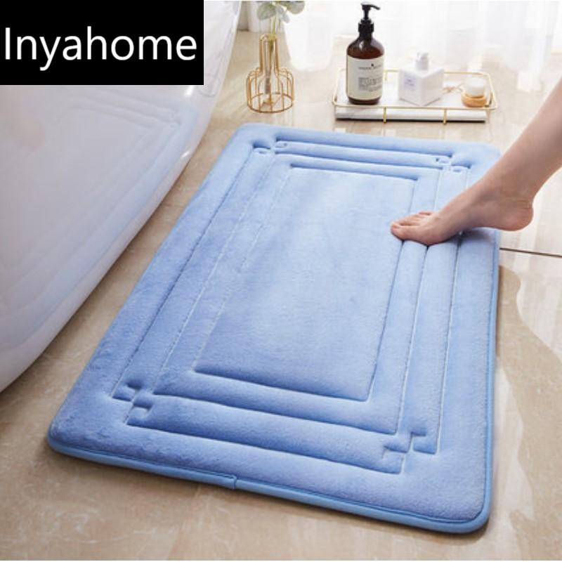 

Inyahome Коврик для ванной из пены с памятью, Коврик для ванной комнаты, Нескользящий, Супервпитывающий, Напольные коврики, Бархатные коврики для ванной, Моющийся ковер, Толстые коврики из пены 40x60cm