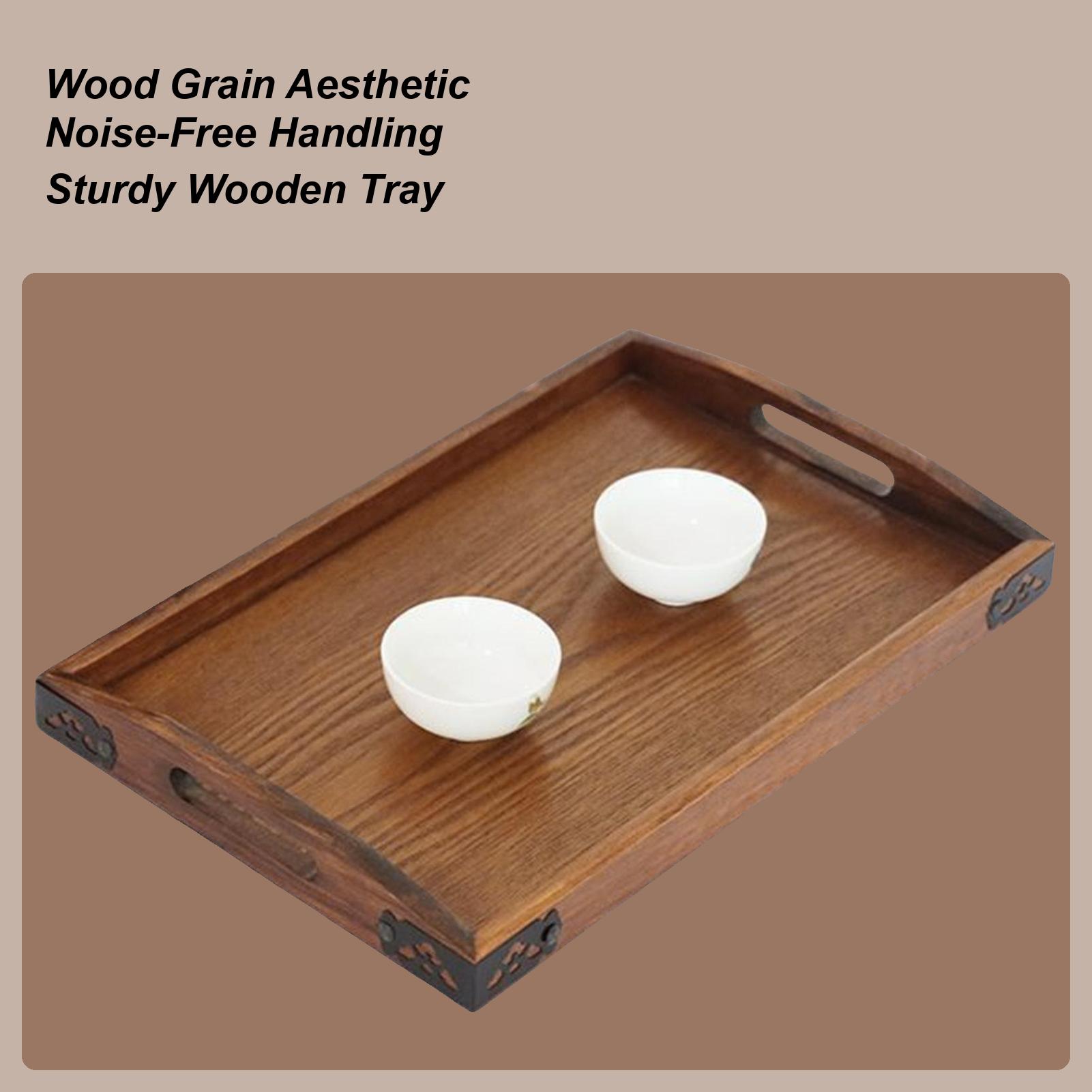 

Brown Wooden Tray With Handle Rectangular Large Dining Plate Home Decor For Kitchen Counter Coffee Table 30x20cm China Mainland