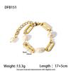 Ins Fashion Baroque Freshwater Pearl Cuban Chain Jewelry 18k Gold Plated Stainless Steel Waterproof Bracelet Jewelry