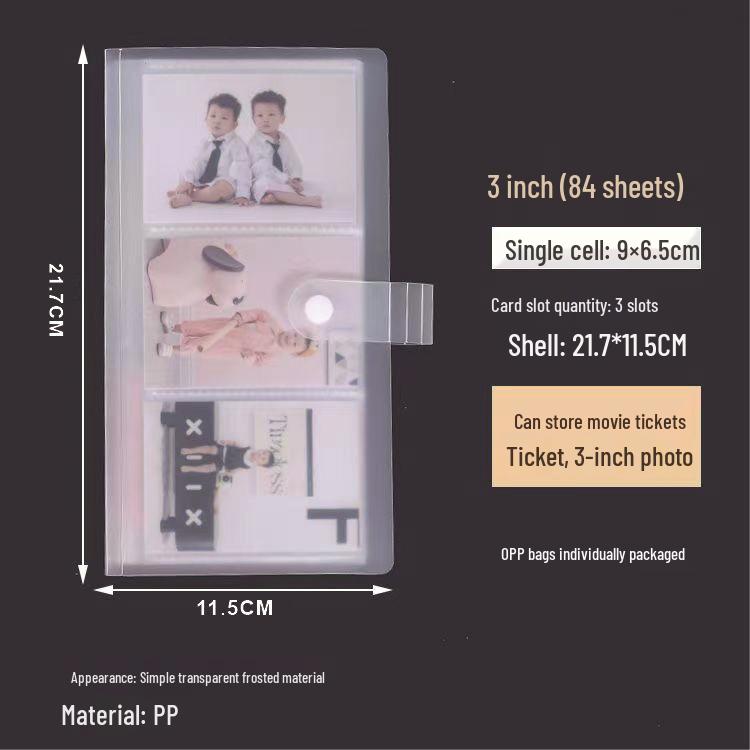Card Album for Photos, Business Cards, Tickets - Frosted Transparent, 3-6 Inch Sizes