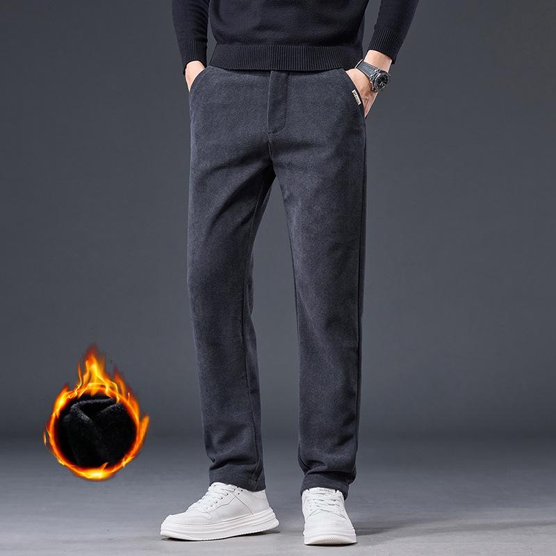 Men's casual pants fleece thickened autumn and winter men's pants slim straight versatile fashion trousers