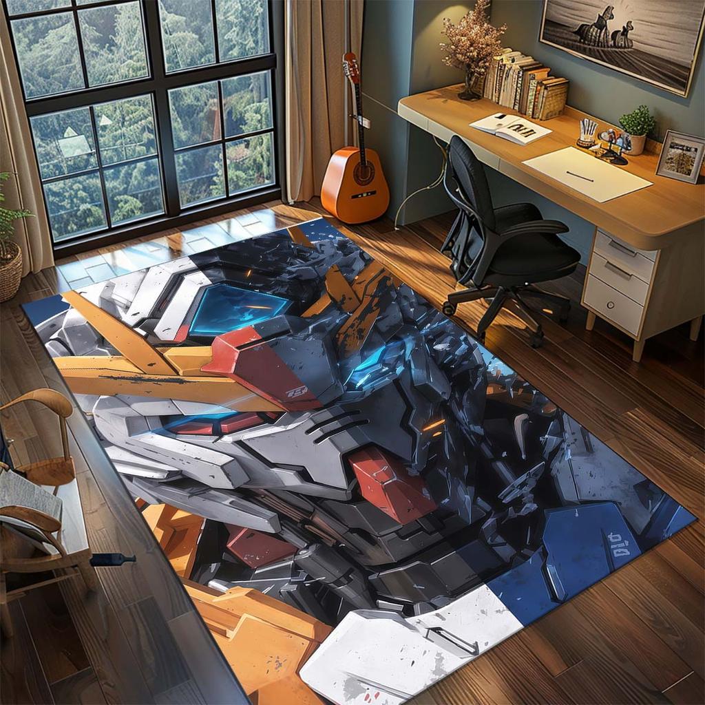 Gundam Anime Mecha Robot Rug Carpet Large Area Rug Non Slip Washable Floor Mat Gamer Room Bedroom Home Decor