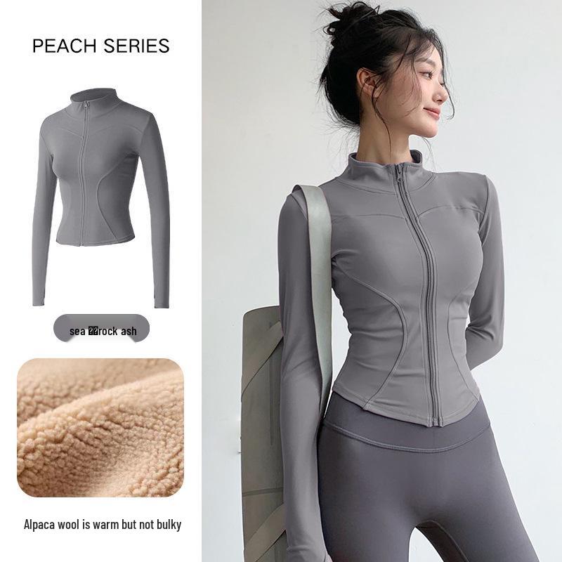 Women's Slim-Fit Fleece-Lined Running Jacket - Autumn/Winter 2025 Yoga & Fitness Long Sleeve.