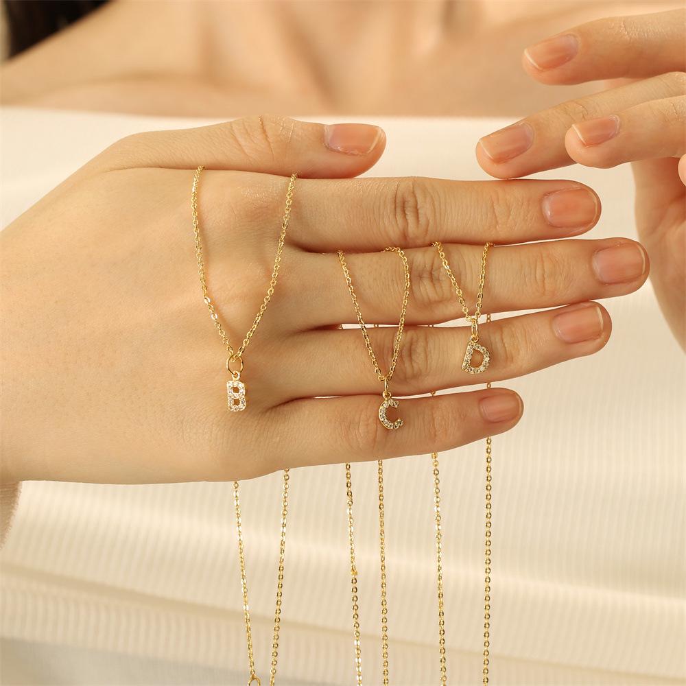 New Diamond Clavicle Necklace with 26 Alphabet Pendants - Stylish European and American Jewelry
