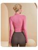 Sexy Slim-Fit Long-Sleeve Fleece Yoga Top with Semi-High Neck