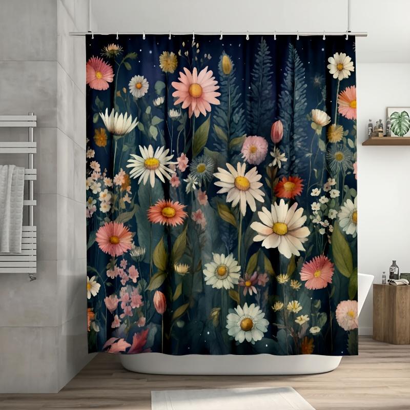 

1Pc Detailed English Garden Illustration Shower Curtain,Durable Polyester Fiber, Easy Clean, For Bathroom, Bathtub, Window Decor W60H190(CM)-1 Pcs