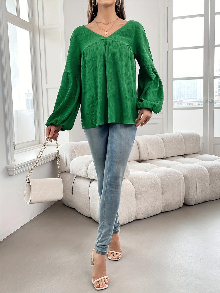 Women's Plus Size Elegant Solid Color Long-Sleeved Shirt