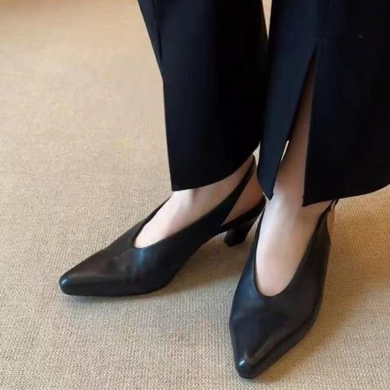Fashion New Style Luxury Women's Genuine Leather Pointed Toe Slingback Flats Sandals Elegant Ladies Slim Daily Dress Shoes Zapatos Mujer