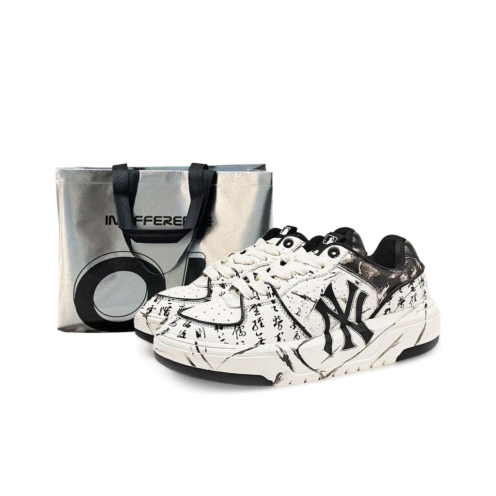 MLB Chunky Liner Abrasion Resistant Low top Skateboard Shoes Unisex Black White 3ASXCA12N-50WHS(Team131-1 S)