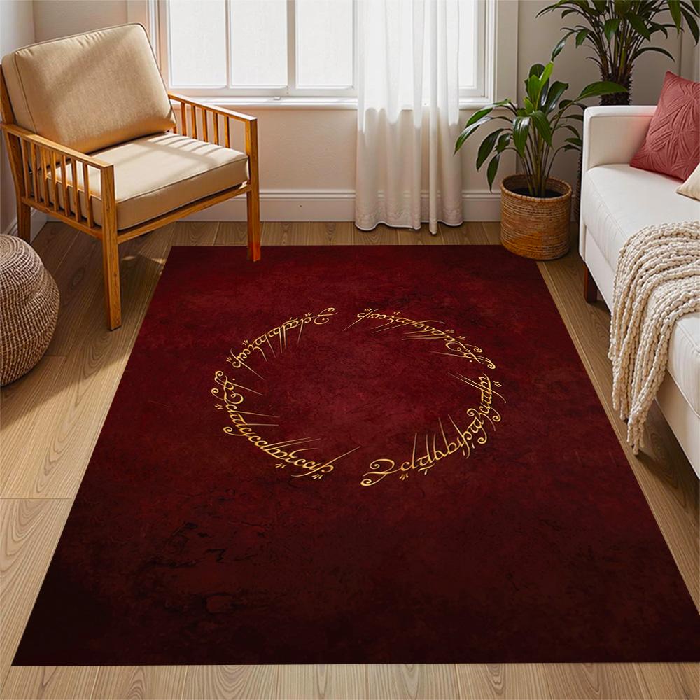 Lord Rings Symbol Carpet Suitable for Outdoor Foyer Living Rooms Entryway Antislip Carpet Anime Office Decor Spiritual Gift