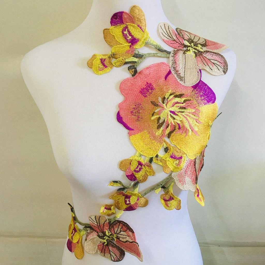 1 Stück Blumenstickerei Applikation zum Aufnähen für DIY Kleidung Kleid Nähzubehör Patches Hochzeitskleid Applikationen