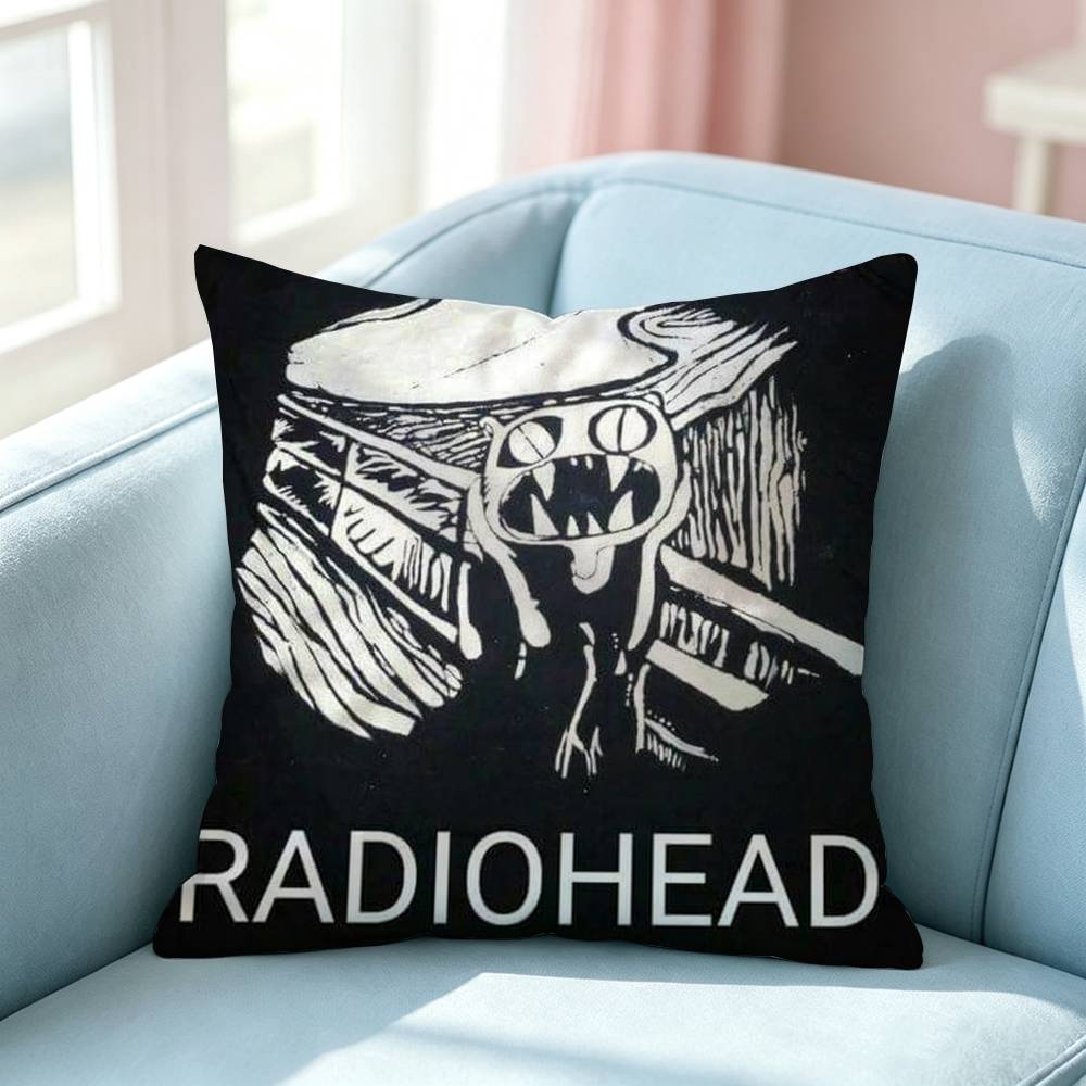 Rock Band RRadiohead Logo Pillow Case Square DoubleSided Sofa Cushion Cover Bedroom Bedside Pillow
