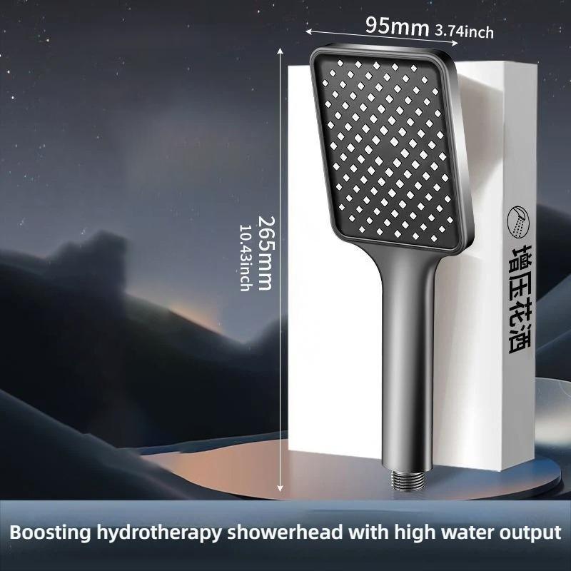Square Shaped High Pressure Showerhead Large Flow High Pressure & Water Saving Feature Household Bathroom Rain Shower Head