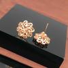 Purple Gold Shiny Hollow Flower Stud Earrings Women'S Design Sense Temperament Color Gold Plated Rose Gold Earrings