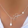 European-American Fashion Leaf Pearl Teardrop Necklace