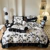 Black Lace Princess Wind French Washed Cotton Four-piece Quilt Cover Quilt Cover Sheet