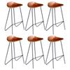 Day and Night - Day and Night Kitchen Stools 6 Units Genuine Brown Leather