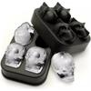 4/6 Grids 3D Skull Ice Cube Tray with Funnel Silicone Flexible Ice Maker Molds Ice Cube Maker Cream Tools