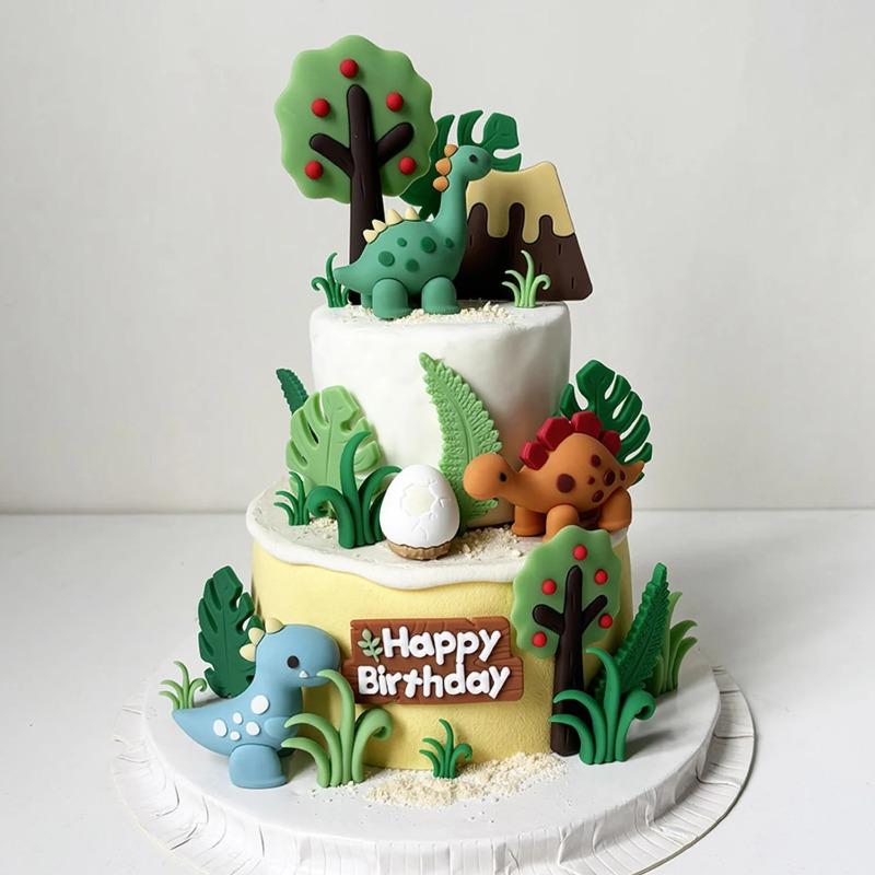 Dinosaur Cake Decorations Dinosaur Babyshower Happy Birthday Cupcake Topper Dinosaur Cake Toppers for Kids Birthday Baby Shower