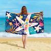 Beach Towel Colorful Starfish Tropical Leaves Printed Pattern Sunscreen Windproof Suitable For Pool Camping Travel Blanket
