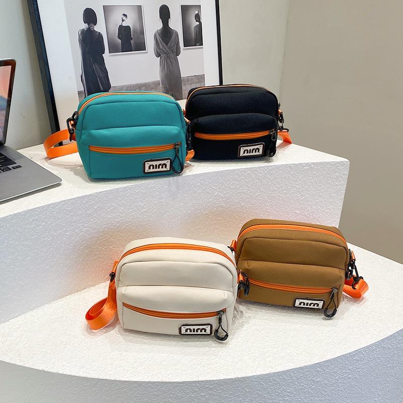 New Nylon Women's Bag Trendy Color Block Mini Square Purse Korean Style Crossbody Shoulder Bag