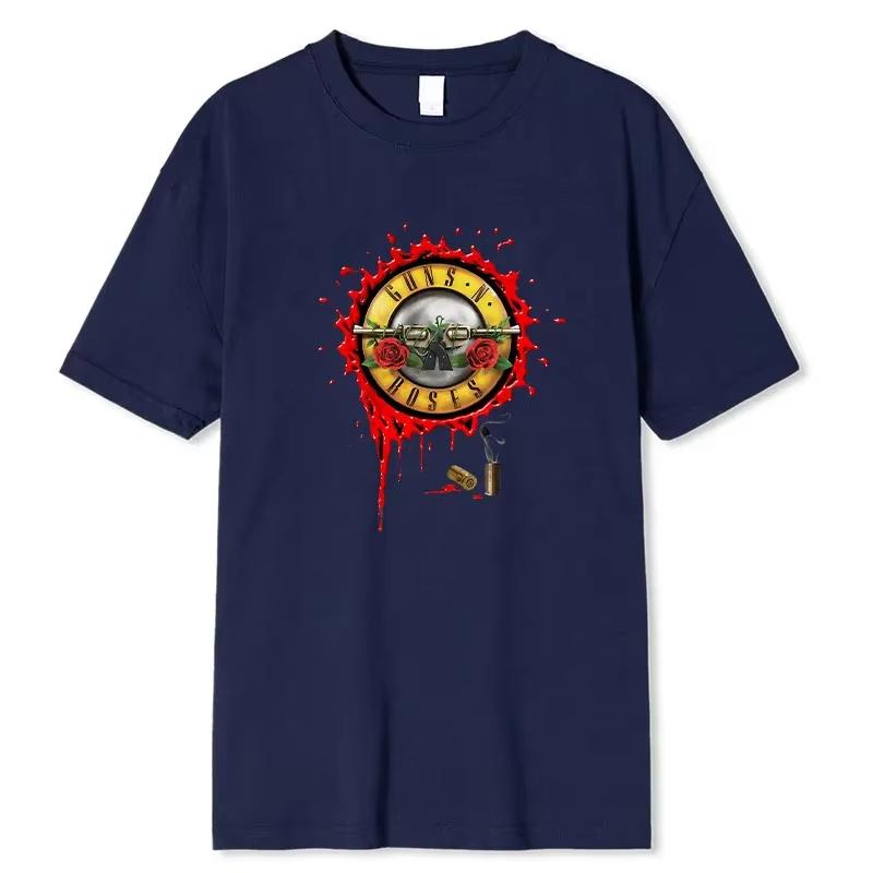 2024 Summer Men's T-shirts Guns N Roses Printed New T-Shirt Cotton Hard Rock Band Men and Women Tee Hip Hop Music Clothing