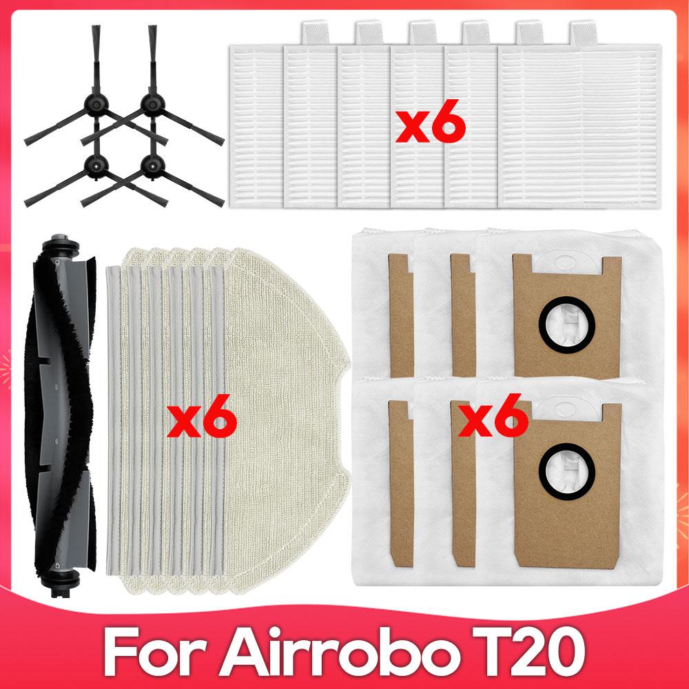 Compatible For ( AIRROBO T20+ ) Robot Vacuum Cleaner Roller Side Brush Filter Mop Cloth Dust Bag Part Accessory