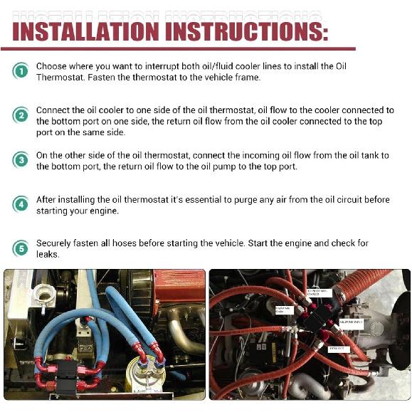 Oil Cooler Thermostat Sandwich Plate Filter Engine Transmission Oil Cooling Adapter 10AN Inline Fluid Control Bypass