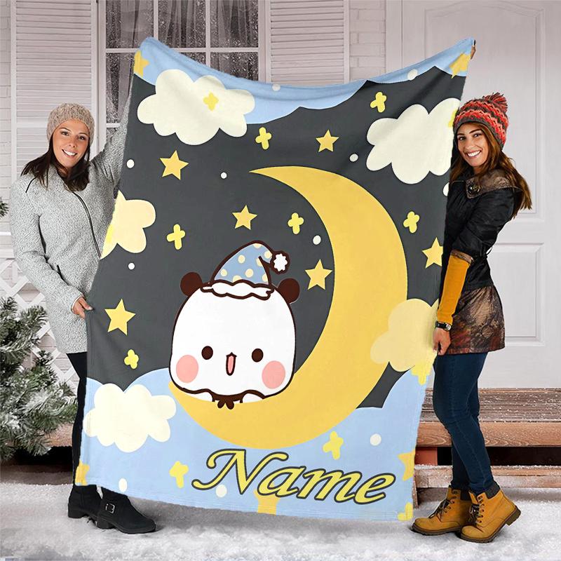 Personalized Custom Name Blanket - Bubu and Dudu Print Design,Blanket for Sofa,Bed,Travel,Camping - Soft and Warm, Great Gift
