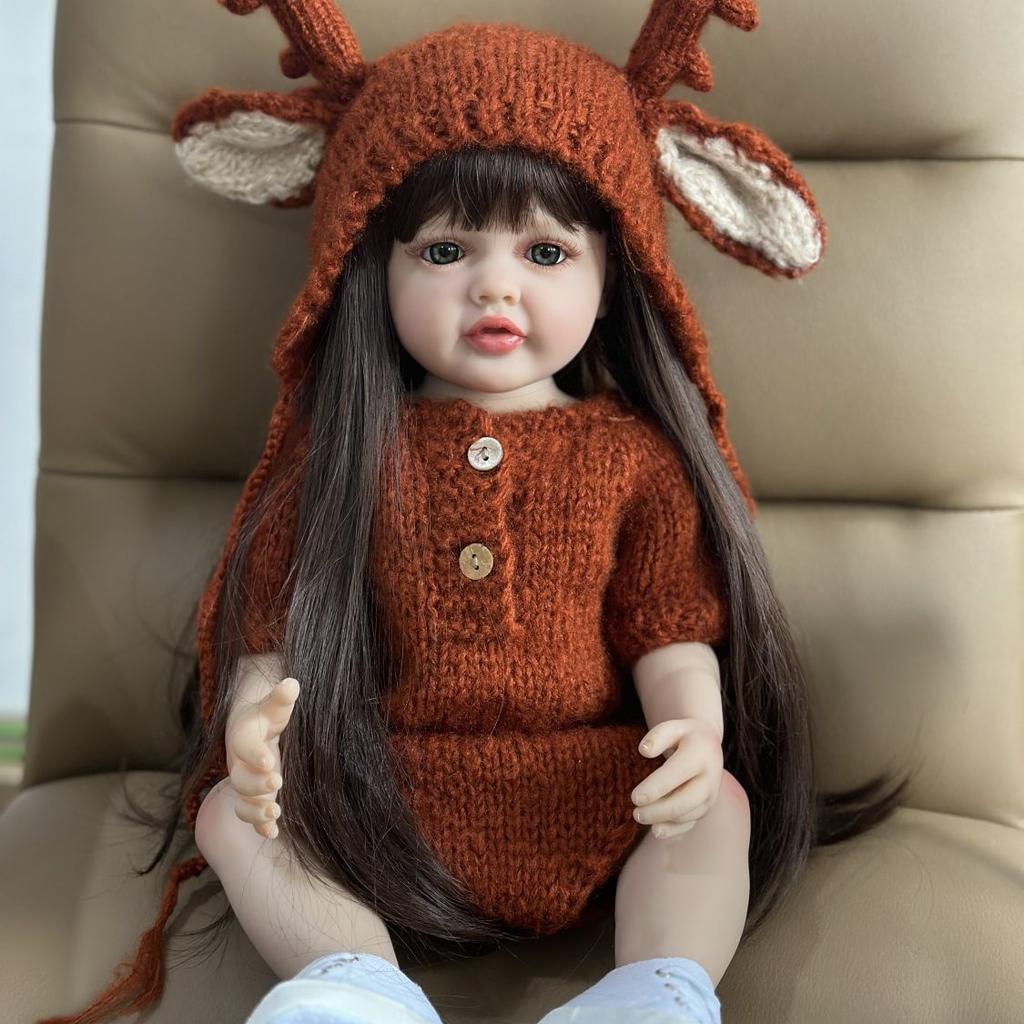 55 CM 22 Inch Reborn Dolls Realistic Full Silicone Baby Bebe Newborn Girl Doll Princess Toddler Toy Gift