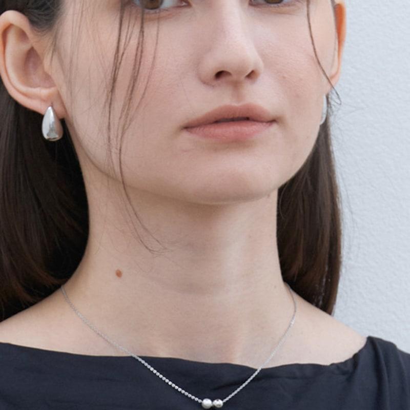 Halden Silver Round Pendant Pearl Necklace 4mm (N019_silver)