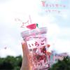 11.2oz Cute Water Bottle With Straw, Glitter Double Wall Water Bottle With Straw Kawaii Cup Strawberry Water Bottle Kawaii Cups