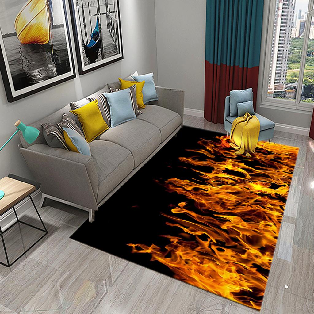 Household large-area carpet teenager boy bedroom living room non-slip floor mat ice and fire theme carpet Tai Chi carpet