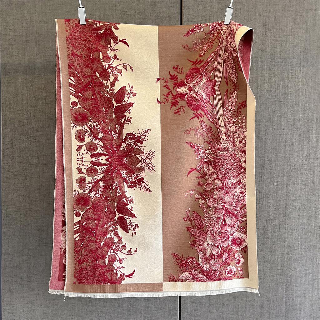 Luxury Thickened Warm Scarf Women‘S Floral Tassel Shawl Imitation Cashmere Pashmina Warps AutumnWinter Coldproof Blanket