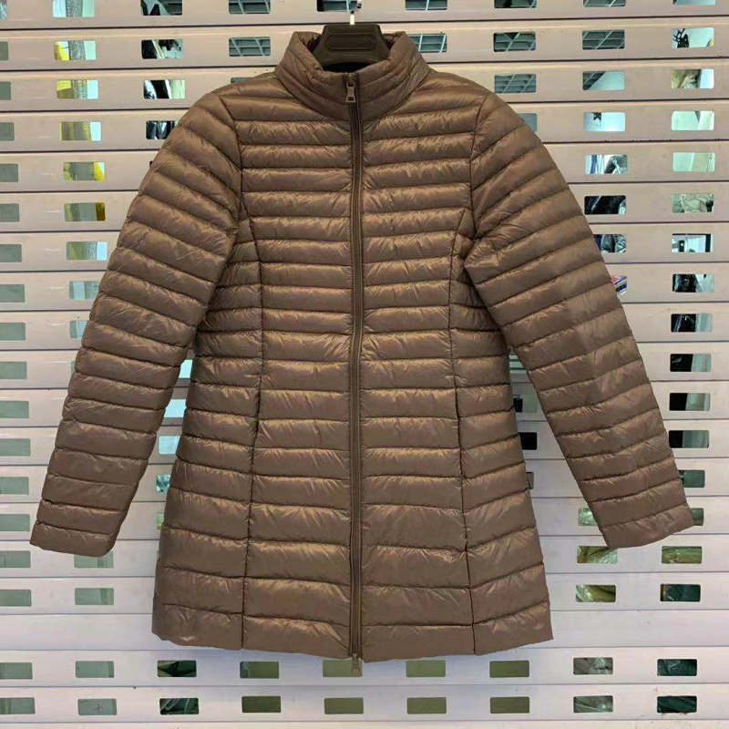 

Light slim women s stand medium and long down jacket women s clothing, light down stand-up collar jacket large size women s clothing XXXXL рожевий