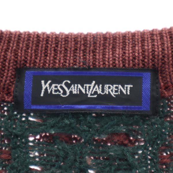 Yves Saint Laurent 90s Wool Overall Handle Long Sleeve V Neck Sweater Men's Used