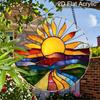 Acryl Zonsondergang Landschap Zonenvanger Glas-in-lood Effect Raamhanger Ornament Natuur Decor