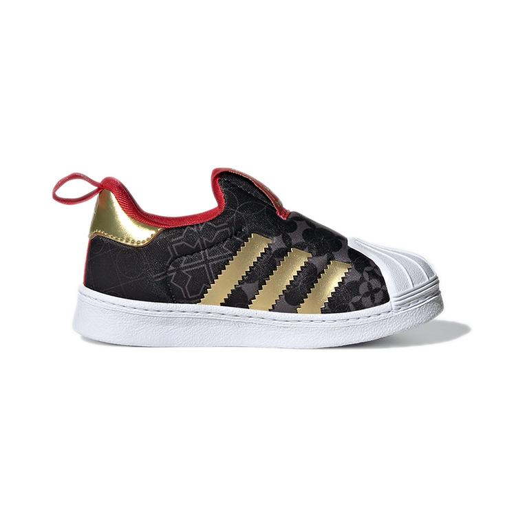 adidas Originals Superstar 360 I Abrasion Resistant Low Top Toddler Shoes Black Gold Infant And Toddler GX6337