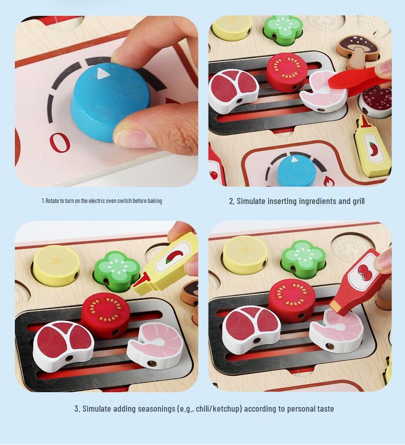 Wooden Role-Playing BBQ Playhouse: Early Education Puzzle Toy for Parent-Child Interaction