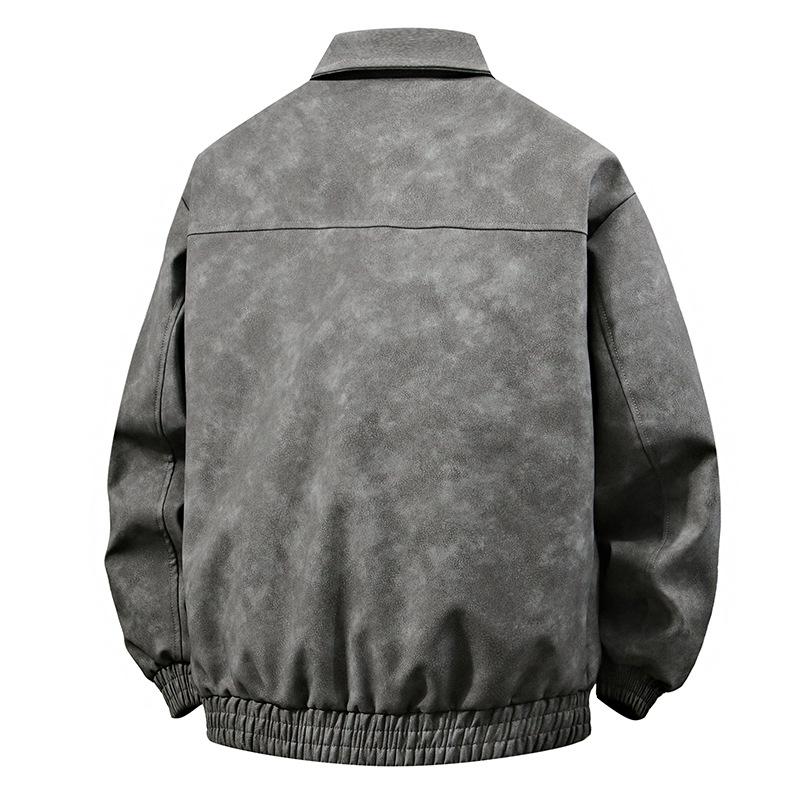 American retro hip hop PU leather lapel jacket men's spring and autumn fashion brand street loose motorcycle suit plankton handsome coat