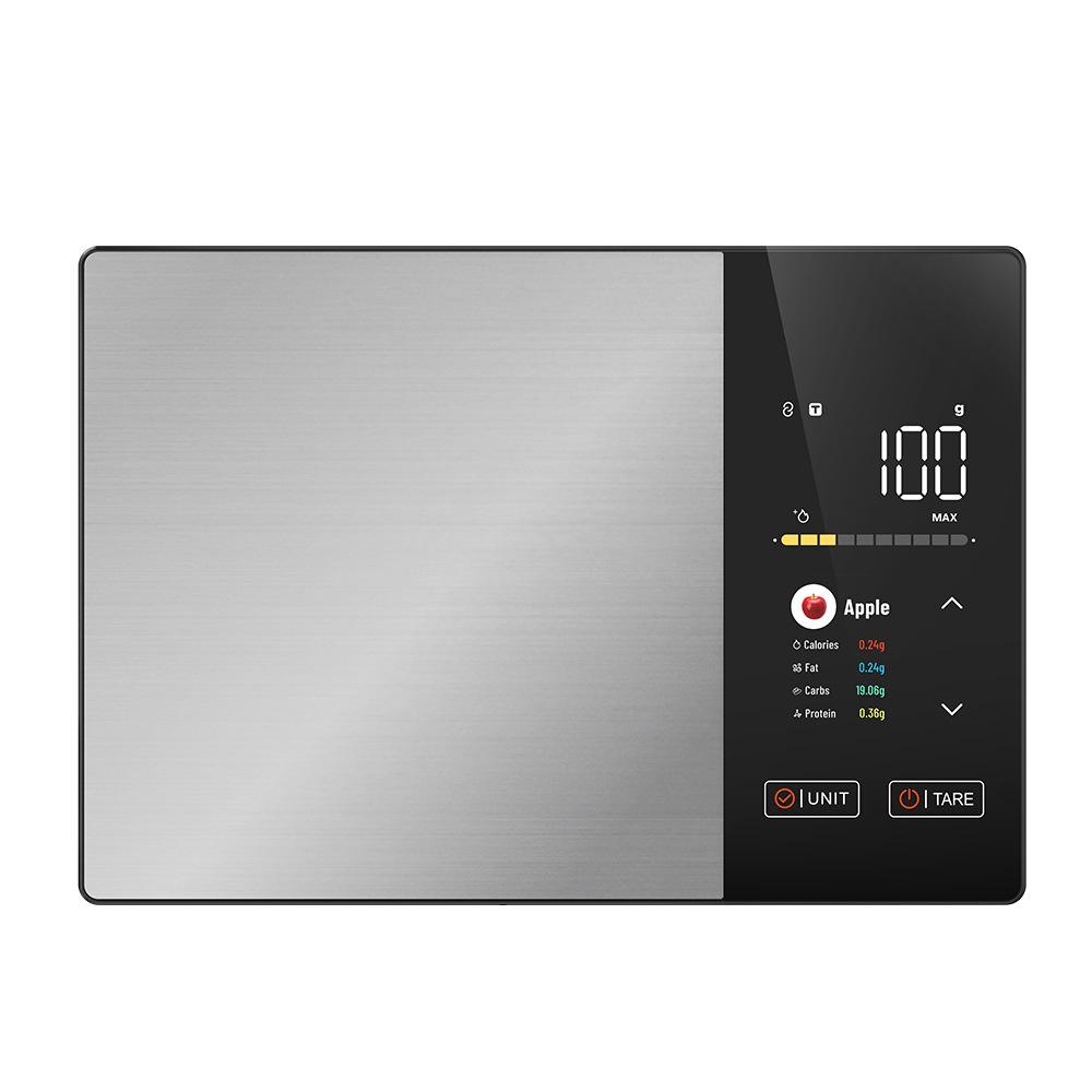 Bluetooth Smart Food Nutrition Scale 5kg/11lb With TFT Color Display, Stainless Steel Platform, Touch Buttons And App Sync For Cooking & Diet Tracking